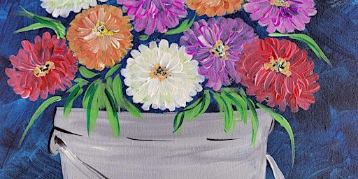Bucket of Zinnias - Paint and Sip by Classpop!™ primary image
