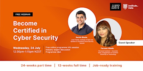 Webinar - AUT Cyber Security Programme Info Session:  July 24, 12:30pm