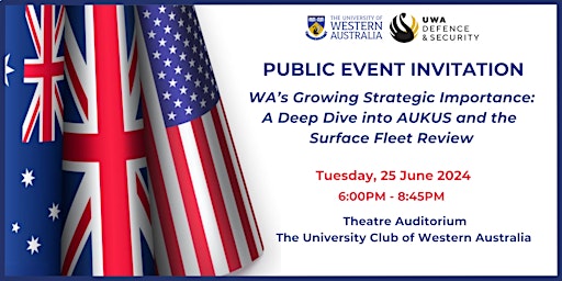 Imagem principal do evento UWA Defence & Security Public Event Invitation
