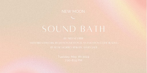 Imagen principal de New Moon Sound Bath opening with breathwork,an emotion code clearing& reiki
