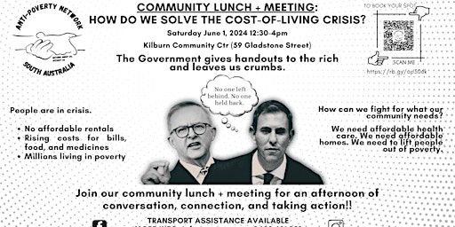 Hauptbild für Community Lunch  + Meeting: How Do We Solve The Cost-Of-Living Crisis?