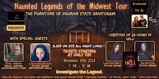 Imagem principal do evento Haunted Legends of the Midwest:  The Phantoms of Indiana State Sanitorium