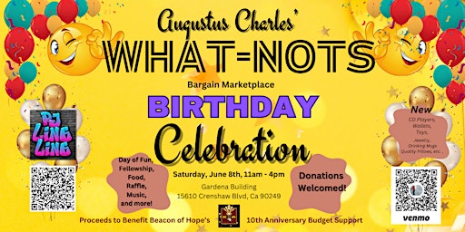 Immagine principale di Augustus Charles' Birthday Celebration and What-Nots Fundraiser 