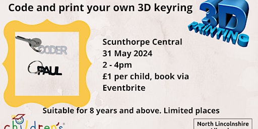 Imagem principal do evento Code and print your own 3D keyring