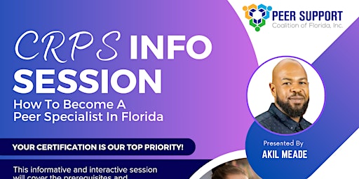 Image principale de CRPS Info Session: How to Become a Peer Specialist in Florida