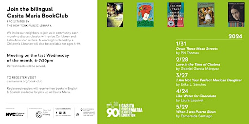 Imagem principal do evento Casita Maria Book Club / Club del Libro (May 29 / 29 de mayo del 2024)