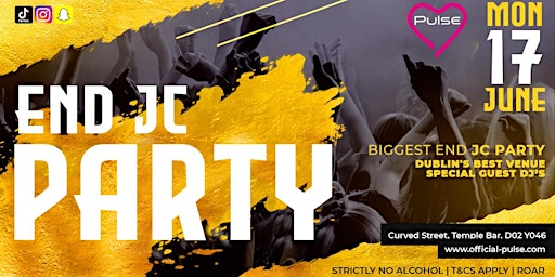 Imagem principal do evento Pulse Presents: The End JC Party @ Button Factory, Dublin