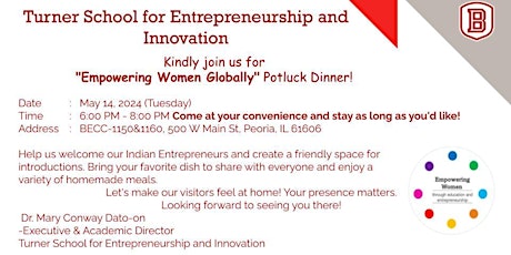Kindly join us for "Empowering Women Globally" Potluck Dinner!