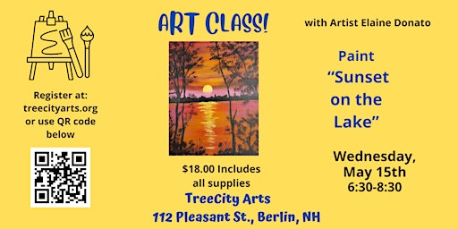 Imagem principal de Paint "Sunset on the Lake" with Artist Elaine Donato