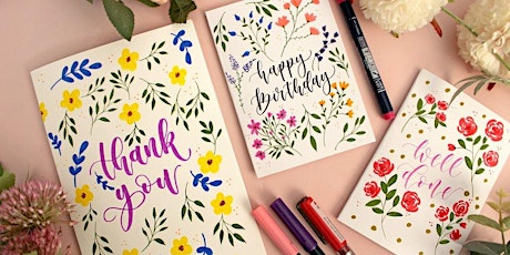 Brush Pen Calligraphy and Drawing - Floral Greeting Card Edition