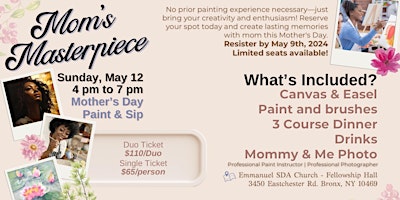 Primaire afbeelding van Mom's Masterpiece: Mother's Day Sip & Paint Event