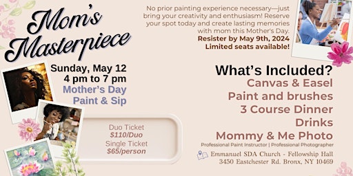 Primaire afbeelding van Mom's Masterpiece: Mother's Day Sip & Paint Event