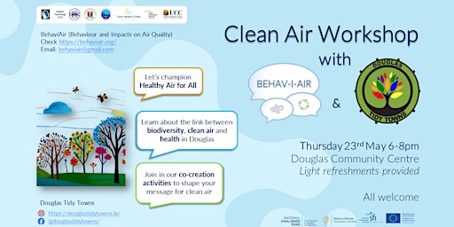 Imagem principal do evento Clean Air in Douglas - Workshop with BehaviAir and Douglas Tidy Towns