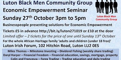 Luton Black Men Economic Empowerment Seminar Sun 27th Oct 3pm primary image