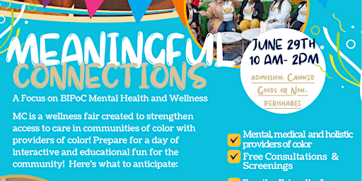 Primaire afbeelding van Meaningful Connections- A Focus on BIPoC Mental Health & Wellness