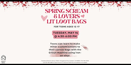 Lit Loot Bags and Button Making for Teens at Ponderosa Joint-Use Branch