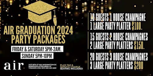 Graduation Party Package's at Air - All  Weekends from 5 PM Til Close primary image