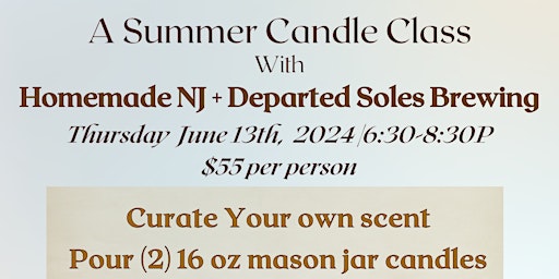 Thursday June 13th Candle making class at Departed Soles Brewing  primärbild
