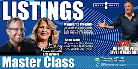 LISTINGS MASTER CLASS - With Superstars Marguerite Crespillo and Sean Work