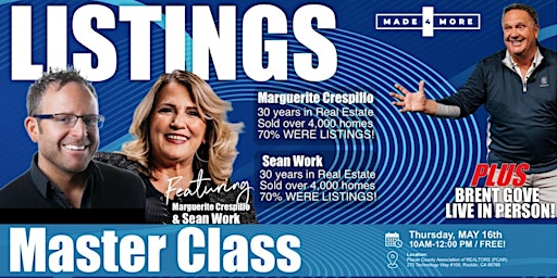 Imagem principal do evento LISTINGS MASTER CLASS - With Superstars Marguerite Crespillo and Sean Work