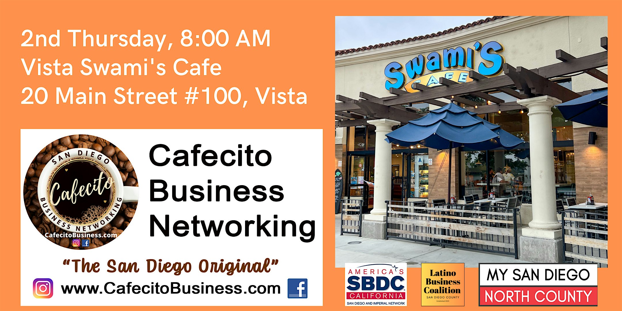Cafecito Networking  Vista - 2nd Thursday October