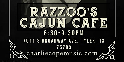 Image principale de Charlie Cope Live & Acoustic @ Razzoo's Cajun Café