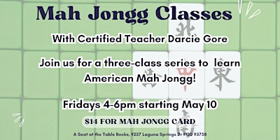 Imagem principal do evento Learn Mah Jongg with a 3 class series!