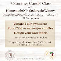 Imagem principal do evento Saturday June 15th Candle Making Class at Cedarvale Winery