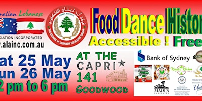 Australian Lebanese Association - FOOD, DANCE, HISTORY at the CAPRI primary image