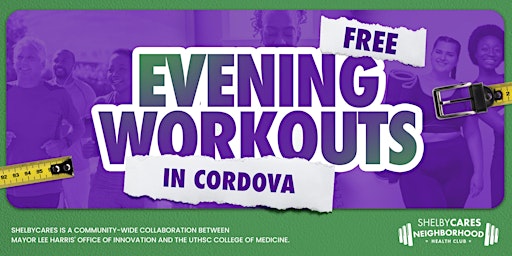 Imagem principal do evento Copy of Free Evening Workouts @ Cordova Neighborhood Health Club