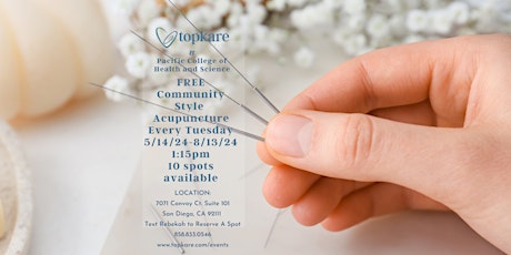 Free Community NADA Acupuncture Every Tuesday
