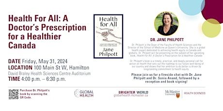 Global Health Dr. Jane Philpott Seminar Speaker Series RSVP