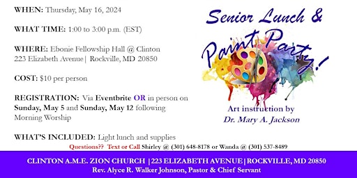 Imagem principal do evento Senior Lunch & Paint Party