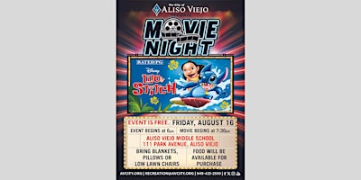 Imagem principal do evento Aliso Viejo Recreation & Community Services Summer Movie Night