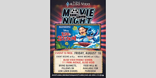 Primaire afbeelding van Aliso Viejo Recreation & Community Services Summer Movie Night