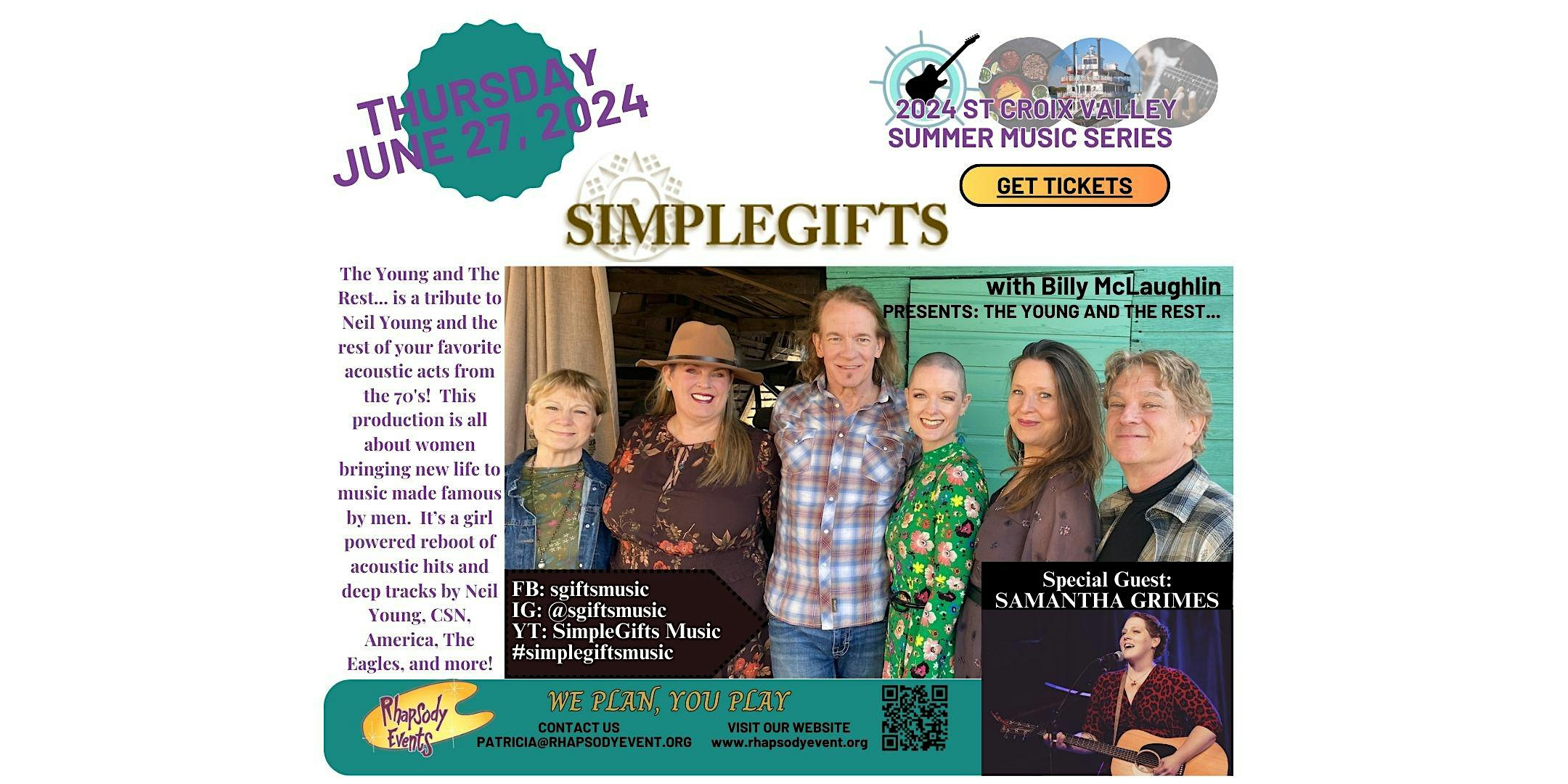 Simple Gifts with Billy McLaughlin\/Samantha Grimes - Dinner Cruise!