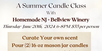 Imagem principal de Thursday June 20th candle making class at Bellview Winery