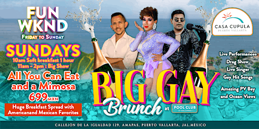BIG GAY SUNDAY BRUNCH at POOL CLUB PV | 11am-2pm primary image