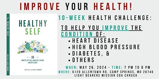 Imagem principal do evento Improve YOUR Health!!!
