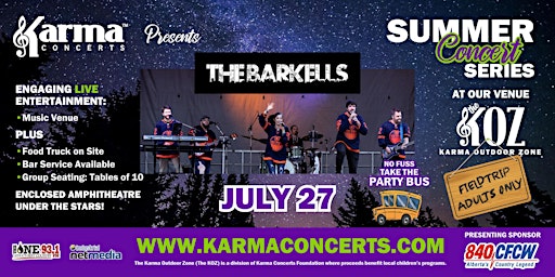 Immagine principale di Karma Concerts Adult Bus Field Trip with The Barkells July 27th 