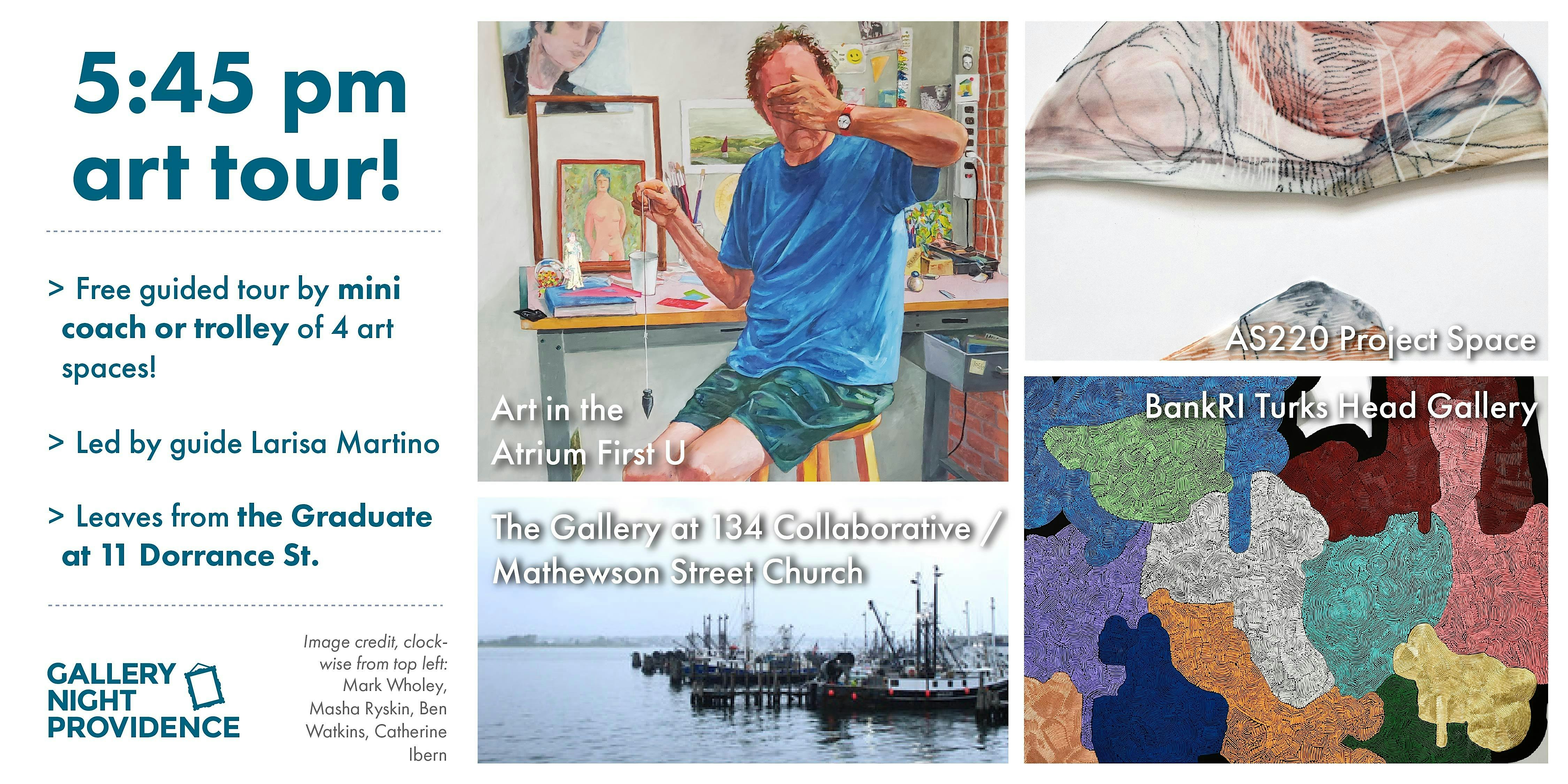 5:45 pm Trolley or Mini Coach Art Tour! with Gallery Night Providence