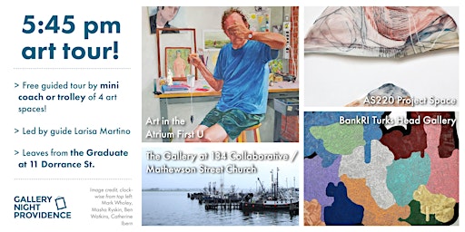 Primaire afbeelding van 5:45 pm Trolley or Mini Coach Art Tour! with Gallery Night Providence