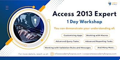 Access 2013 Expert 1 Day Workshop in San Francisco[g], C on June 21st, 2024 primary image