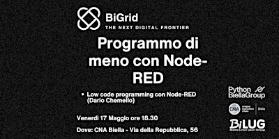 Imagem principal do evento BiGrid: Programmo di meno con Node-RED