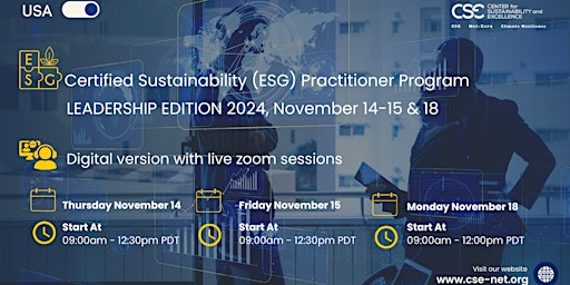 Hauptbild für Certified Sustainability (ESG)Practitioner Program, Leadership Edition 2024