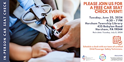 Car Seat Check Event - Horsham Township Library - June 25 primary image