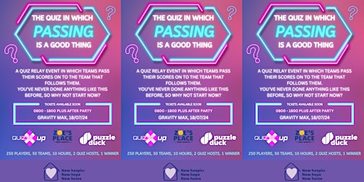 Imagen principal de 10 Hour Quiz Relay for Zoe's Place - Hosted by Puzzle Duck and Quiz It Up
