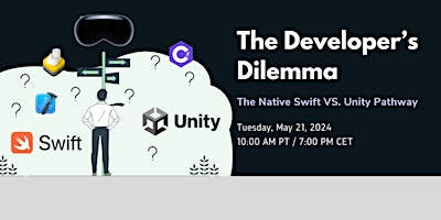 Imagem principal do evento The Developer's Dilemma: Unity vs. Swift for Apple Vision Pro Development