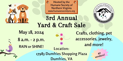 Primaire afbeelding van 3rd Annual Yard & Craft Sale hosted by the Humane Society of Northern Virginia