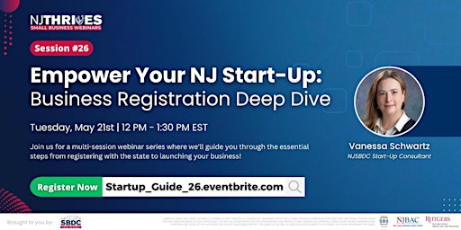 Primaire afbeelding van Empower Your NJ Start-Up: Business Registration Deep Dive | Session #26